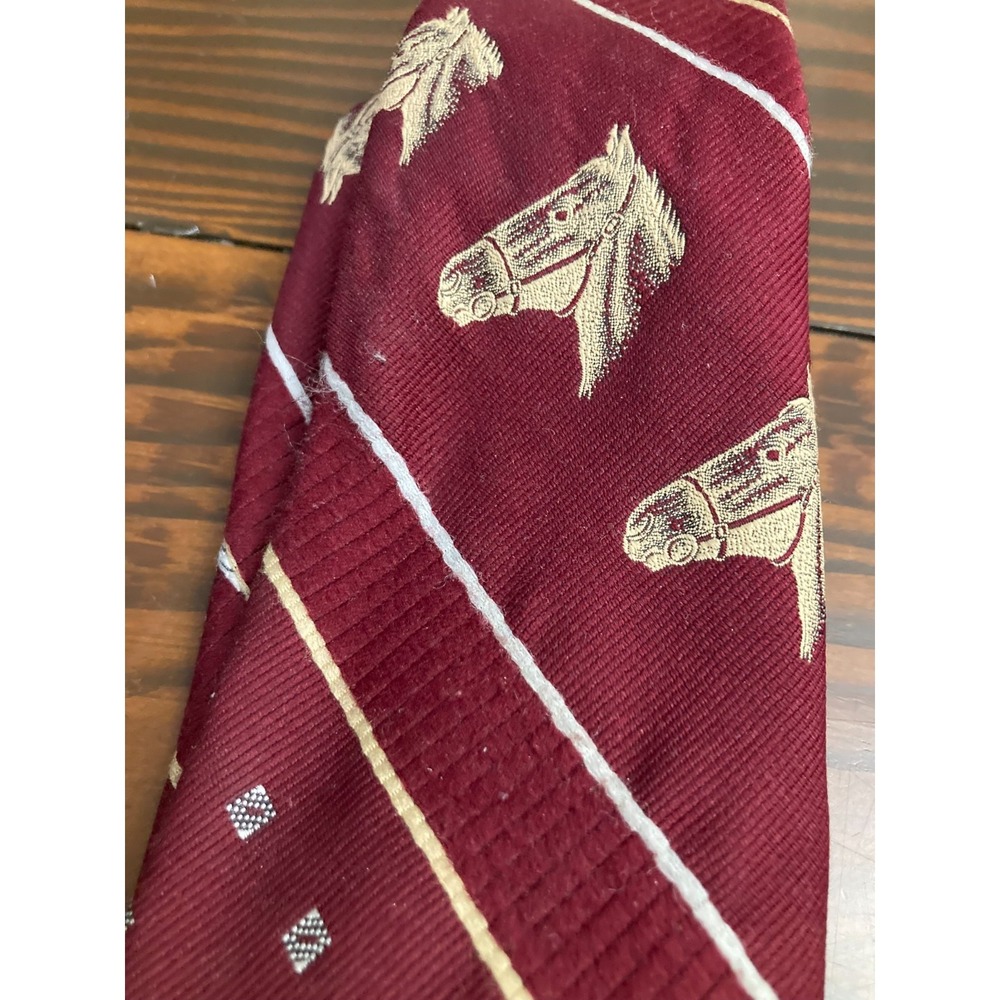 Vintage Rattler Burgundy Red Horse Neck Tie Neckwear 100% Poloyester - Picture 2 of 7
